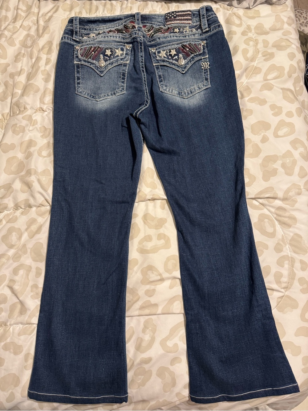 Miss Me Dark Blue Bootcut Jeans with Patriotic Sequin Pocket - Picture 10 of 10
